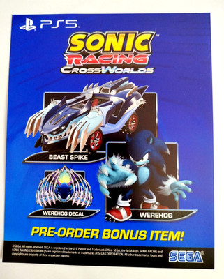 Sonic Racing Cross Worlds Add-on DLC for PlayStation 5 PS5 - Unlock 3 items
