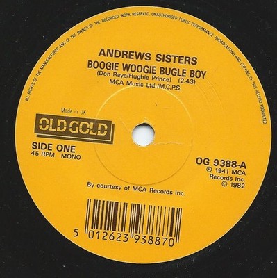 Andrews Sisters - Boogie Woogie Bugle Boy / Bounce Me Brother With A  - G8100z