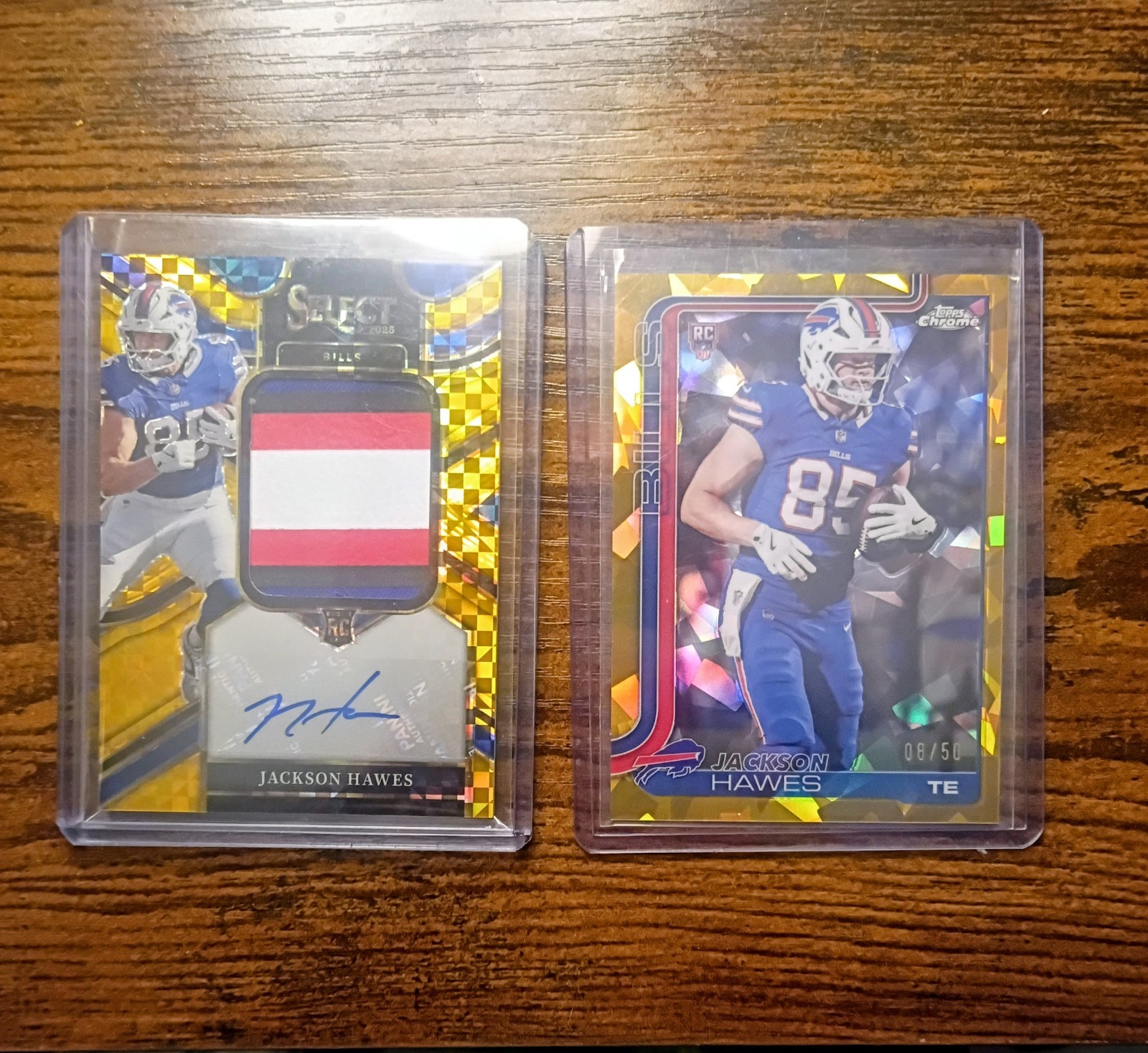 2025 Panini Select Jackson Hawes RPA Gold /10 and Topps sapphire gold /50