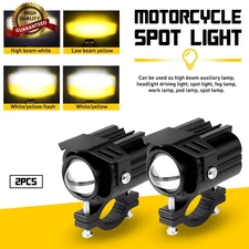 2PCS Motorcycle LED Fog Lights Spotlight Headlight with ON/Off Toggle Switch