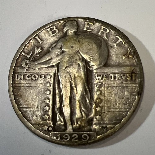 1929-D Standing Liberty Silver Quarter Dollar.   Free Shipping!