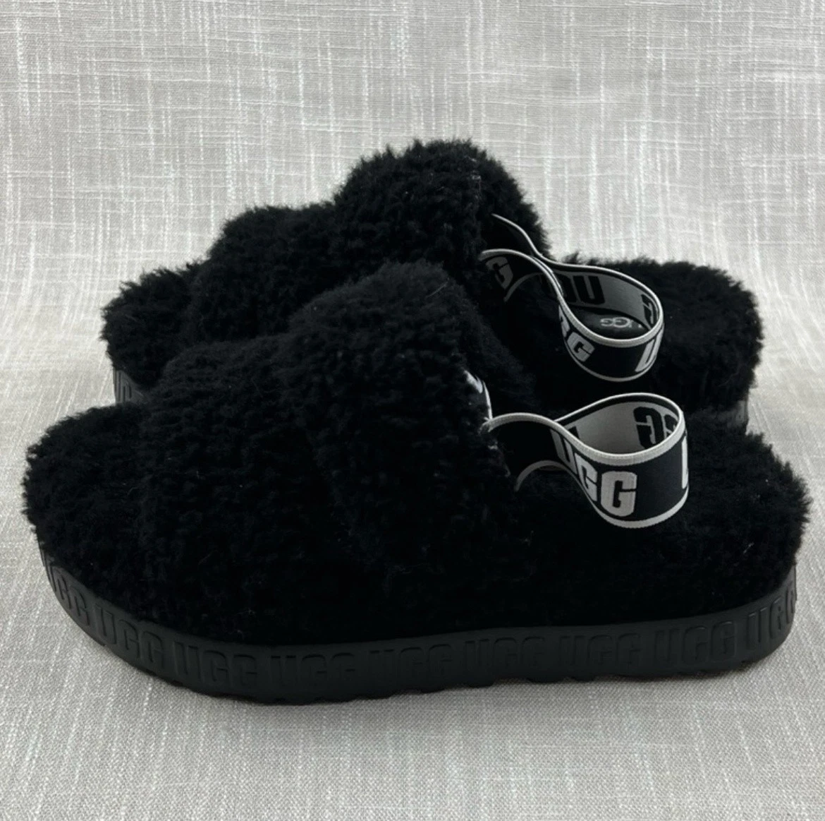 Scarpe da donna UGG Fluff Yeah Slide taglia 9 sandali sfocati pelle di pecora 1120876 comode