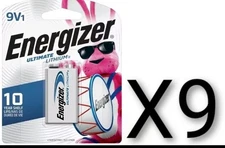 LOT OF 9 ENERGIZER ULTIMATE LITHIUM 9V L522 L522BP RETAIL PACK NEW EXP 12-2035