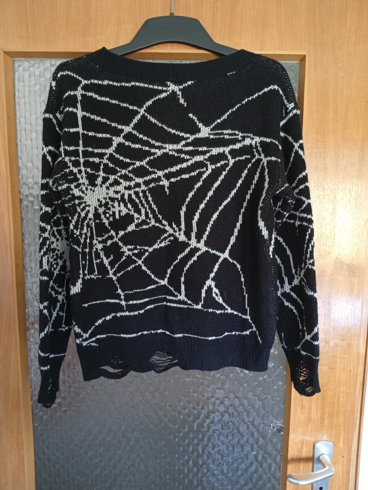 Pullover Shein Gr.M 38 Schwarz/Weiß... Halloween Spinnennetz - Bild 3 von 4
