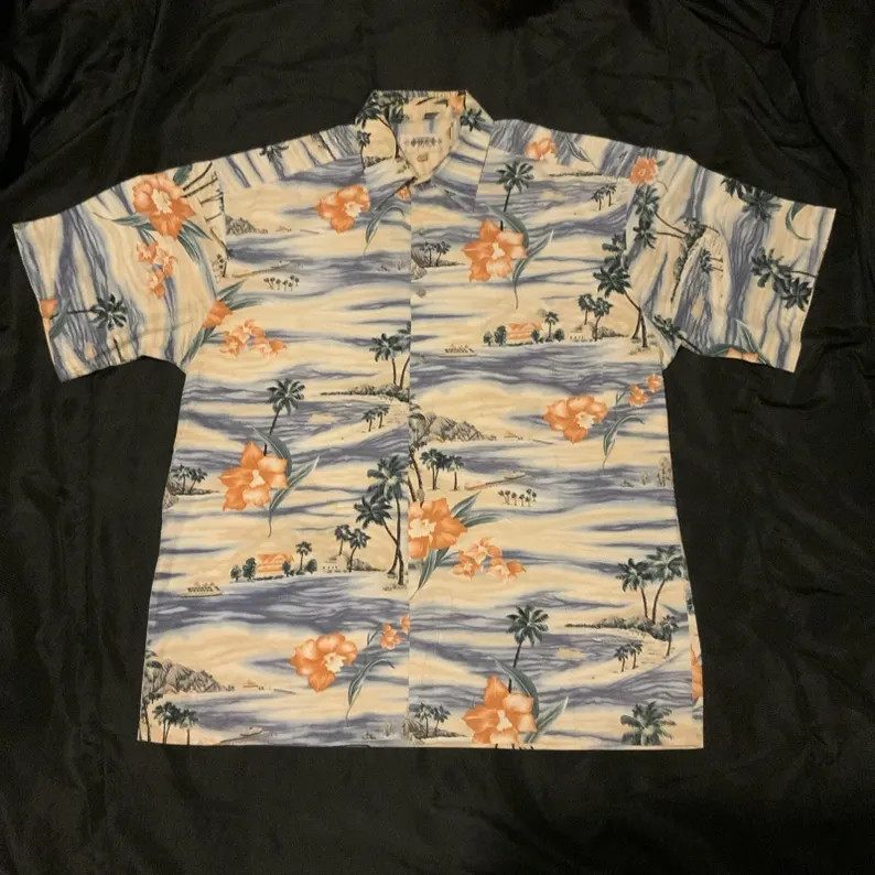 Vintage Hawaiian Floral Shirt Men Women Aloha Beach Summer