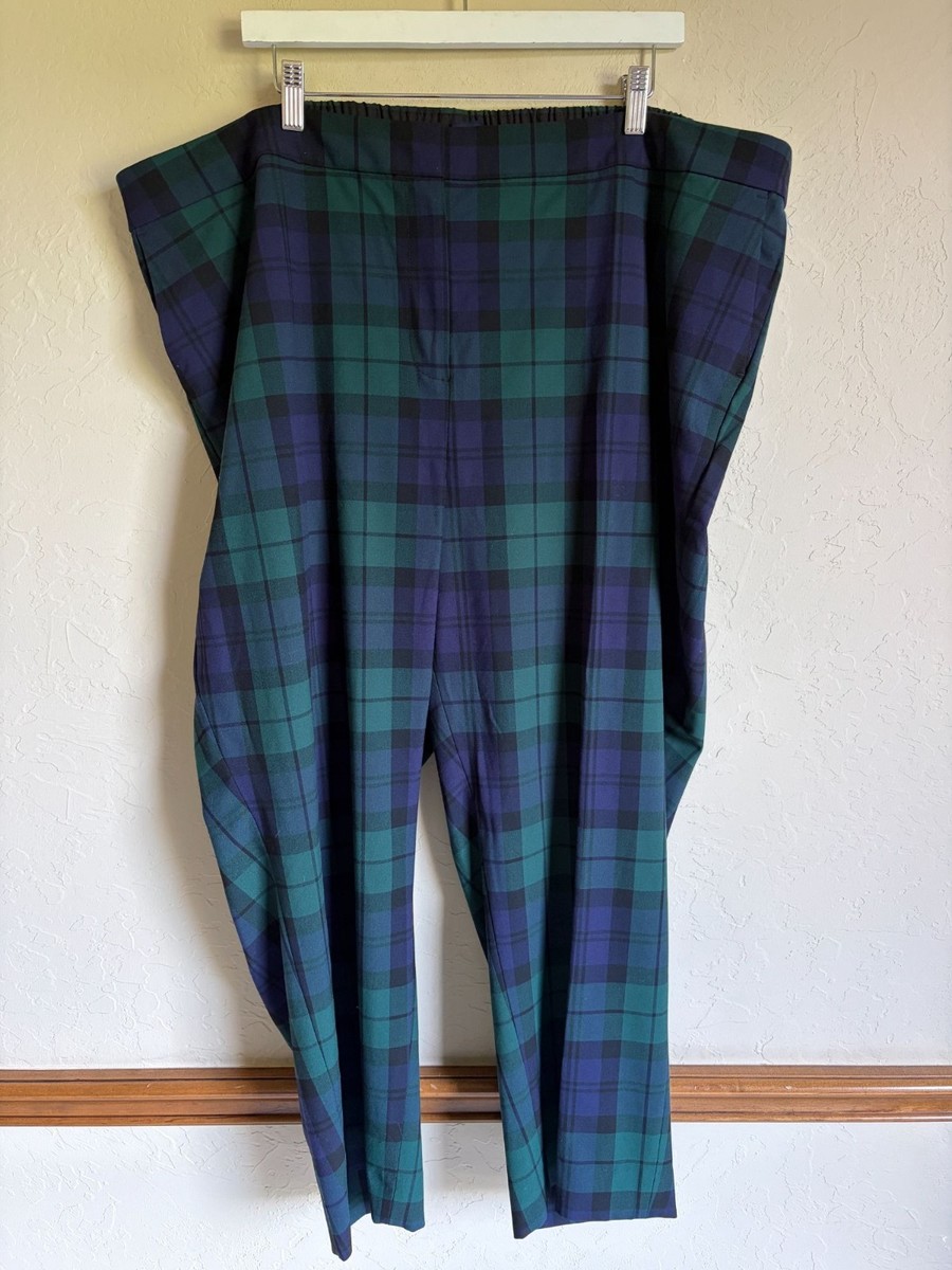 J. Crew Factory BT015 Holland Black Watch Blue Green Cropped Plaid Pants Size 24 View 2