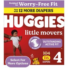 Huggies 56362 Little Movers Baby Diapers, Size 4, 116 Count