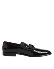 Dolce & Gabbana Black Leather Slip On Dress Men Loafers Men's Shoes Authentic