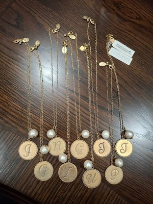 John Wind Monogram Necklace Gold Sorority Gal Initial Cotton Ball Maximal Art