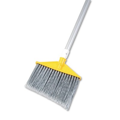 Rcp Angled Broom Metal Handle 10.5 Inch Sweep Face Durable Bristles Gray