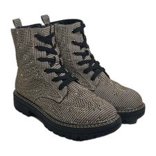 Kurt Geiger London Girls' Mini Burlington Metallic Gold Combat Boots Size 5 Rhin