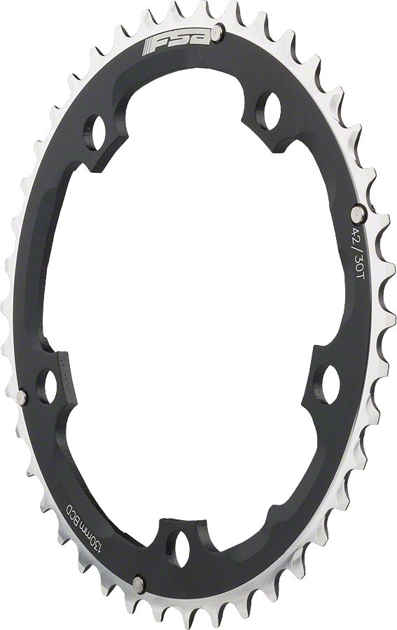 FSA Pro Road Triple Chainring 42t 130 BCD Aluminum, 10-Speed Compatible, Black