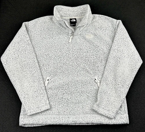 OFF WHITE Pile donna grande The North Face pile alto sherpa nuptse 1 4 zip bianco sporco