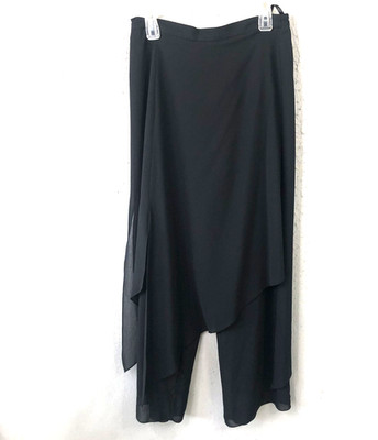 Jeffrey & Dara Evenings Pants Womens 12 Black Asymmetrical Overlay Formal USA