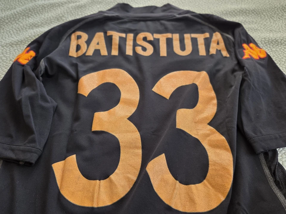 Maglia storica As Roma, Batistuta 33, 2002-2003, Nero, Originale, Taglia L - Immagine 4 di 4