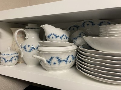 Brier Festival Porcelain Dinner Set Germany Blue Floral Cups Saucers Platters
