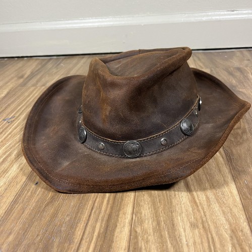 Minnetonka Outback Buffalo Nickel Hat Cowboy Fitted Mens Large Brown Western