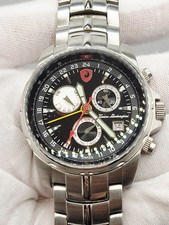 Montre Tonino Lamborghini Pour Homme - Boîtier Acier Inox 38 Mm, Bracelet Cuir Noir - Mouvement Quartz - Occasion