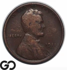 1911-S Lincoln Cent Wheat Penny, Better Date