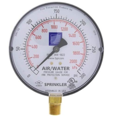 FPPI 11-553-00 Air-Water Pressure Gauge 0 300 PSI UL/FM Approved