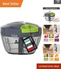 Effortless 500ml Hand-Pulled Vegetable Chopper Food Prep Tool in Gray