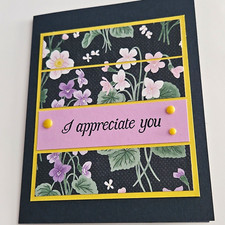 Homemade Thank You Greeting Card "I Appreciate You" Floral Design