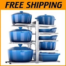 Heavy Duty Pot Rack Organizer - Adjustable 8-Tier Storage
