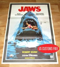 JAWS Spielberg 1975 GIRL IN MOUTH Original UNIQUE Turkish 27x40 Movie Poster