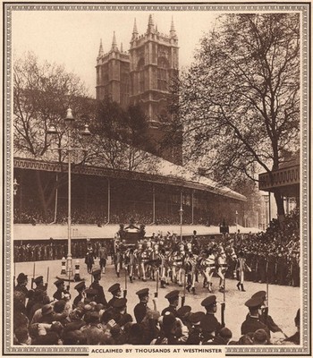 KRÖNUNG 1937. Von Tausenden in Westminster gefeiert. Staatskutsche 1937