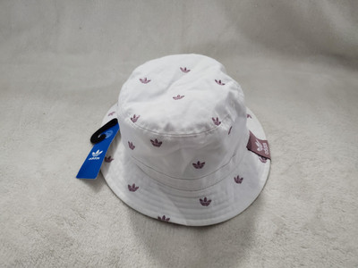 ADIDAS ORIGINALS AOP TREFOIL BUCKET MENS HAT WHITE PURPLE NEW UNISEX
