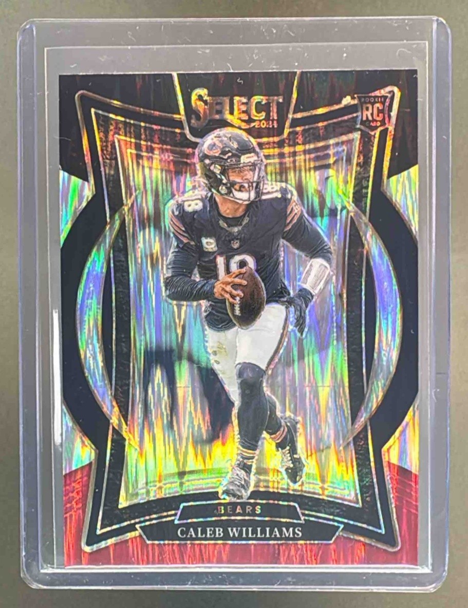 Caleb Williams 2024 Panini Select #25 Black and Red Prizm Shock Concourse RC