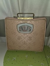 Vintage Auto Zero DETECTO Pink Bows "Quilted" Pattern Bathroom SCALE w/Handle