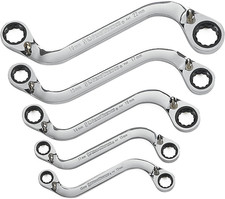 GEARWRENCH 5 Pc. 12 Pt. Reversible S-Shape Double Box Ratcheting Wrench Set, Met