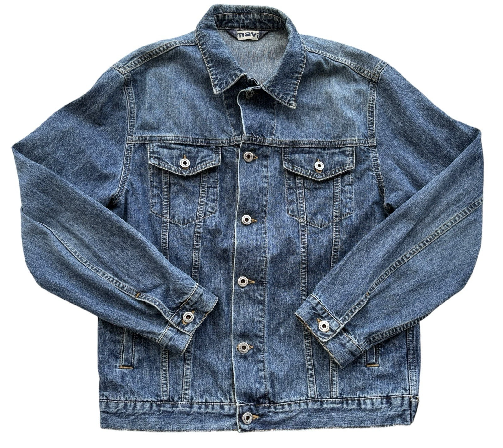 Mavi Men’s Blue Denim Jacket Size M Long Sleeve Cotton Button Pockets