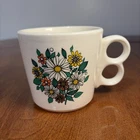 Vintage McCoy USA Floral Mug Double Handle Daisy Retro Coffee Cup