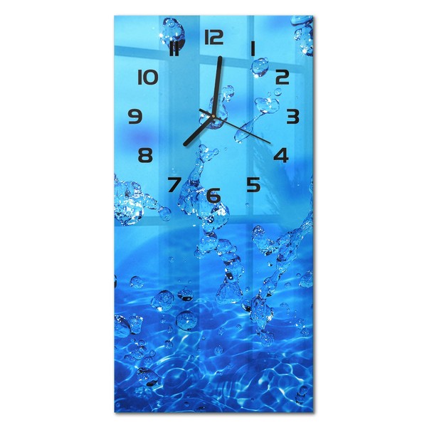 Dekorative Glas-Wanduhr Im Hochformat Wassertropfen Schwarze Zeiger 30X60 Cm-image