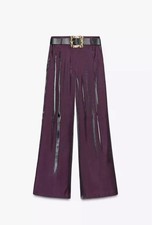 ZARA SATIN WIDE LEG BELTED PANTS Eggplant  1478/278/610