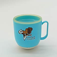 Vintage Blue Tommee Tippee Sippy Cup Weighted Bottom 60's Drinking Cup W/Lid