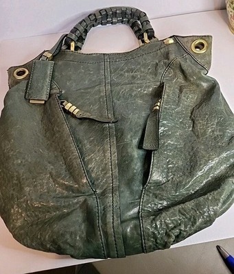 Or Yany Green Leather Large Gwen Hobo Satchel