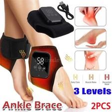 Pair Electric Foot Ankle Massager Pain Relief 3 Modes Vibration Hot Compress