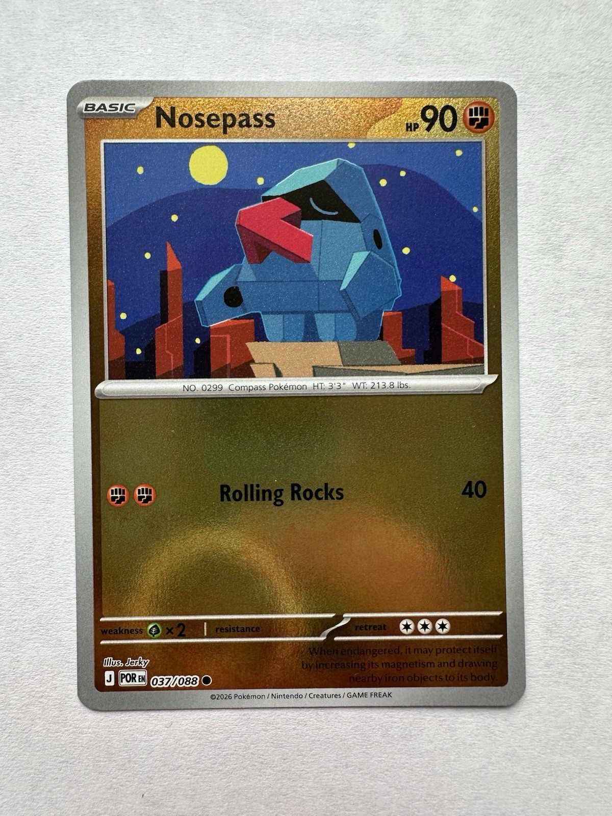 Pokemon TCG Nosepass 037/088 Pokemon GO Reverse Holo Common 90 HP English