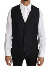 Dolce&Gabbana Men Gray Dress Vest Wool Blend Slim Fit Formal Waistcoat IT 52 XL
