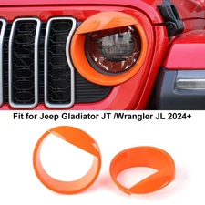 Orange Front Headlight Lamp Guard Cover Trim For Jeep Wrangler JL 24+Accessories