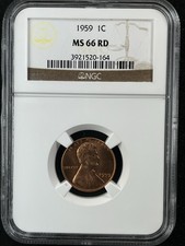 1959 1C RD Lincoln Memorial One Cent  NGC MS66RD  3921520-164