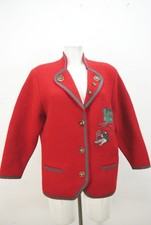 Julius Lang dicke Strickjacke neuwertig Schurwolle Motiv Trachtenjacke rot Gr.38