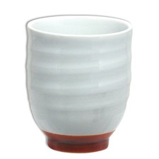 Japanese Yunomi Sushi Tea Cup 3.25"H Porcelain Ridges White Made in Japan
