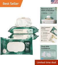 Hypoallergenic Flushable Wipes for Sensitive Skin - 126 Count, Tropical Leaves