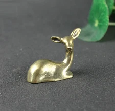 Brass Sika Deer Figurine Small Animal Statue Table Office Home Decoration Toy