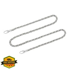 uxcell Purse Chain Strap 47" Leather Iron Gray Strap Silver Chain