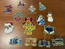 Lot Of 14 stained Glass Inspired Vintage Christmas Ornaments Assorted Sizes